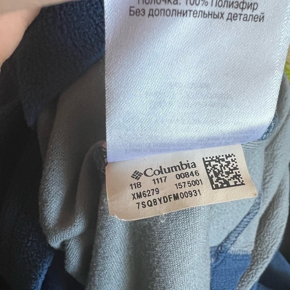 Columbia Blue Gray Half Zip Fleece Pullover Sweater Medium - Picture 9 of 10